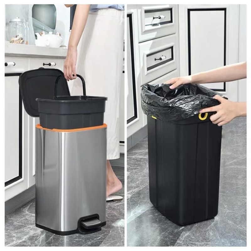 Thùng rác inox vuông dày cao cấp nắp đóng tự động