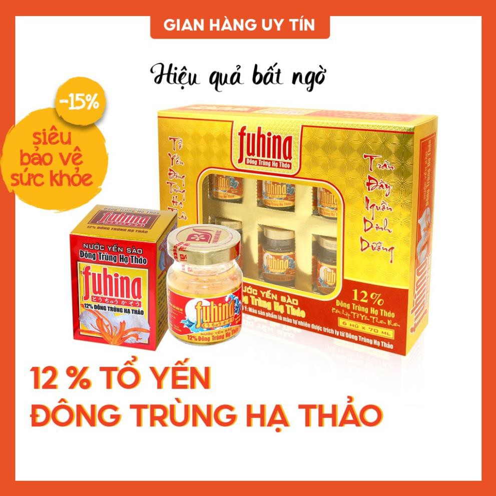 Nước yến sào Đông Trùng Hạ Thảo FUHINA 12% ( 6 lọ x 70ml / Hộp Quà) Tăng cường sinh lực và phục hồi sức khỏe người bệnh