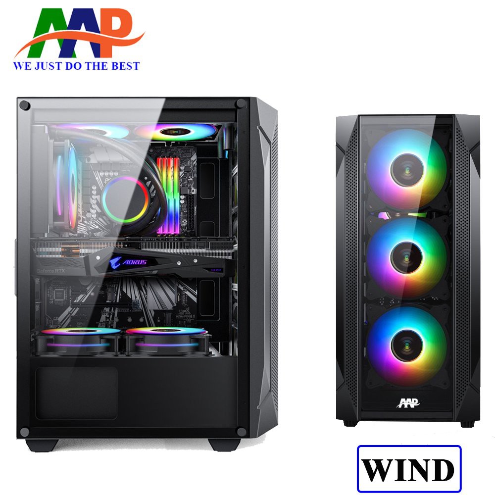 VỎ MÁY TÍNH BÀN - CASE AAP WIND GAMING (Hông + mặt trước kính cường lực, ko fan đi kèm | BigBuy360 - bigbuy360.vn
