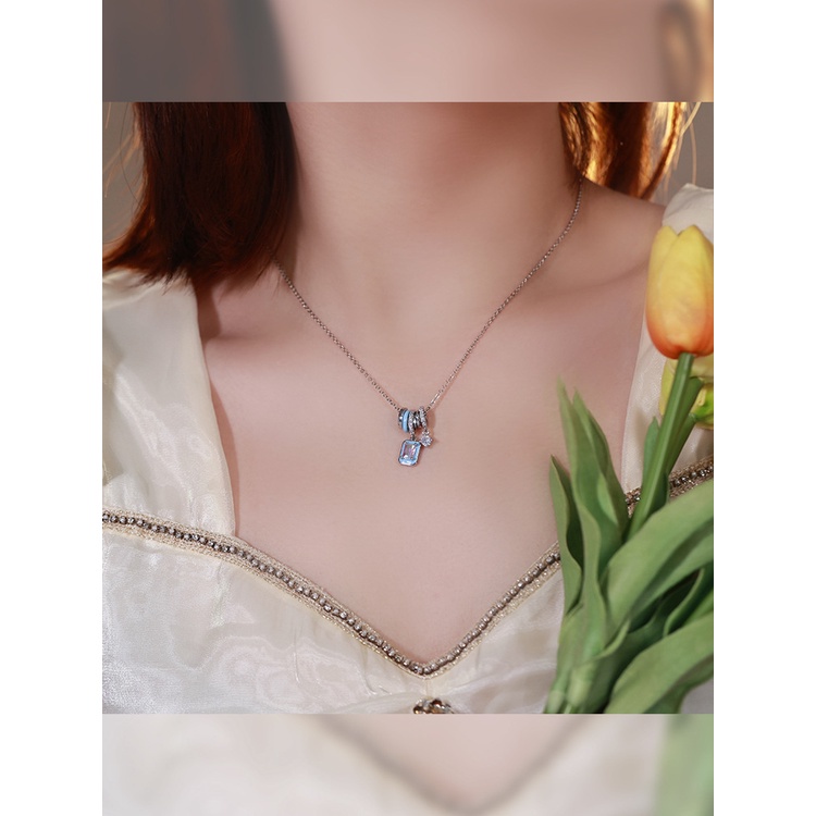 Luo Ying Vòng cổ Thiết Kế Đặc Biệt Màu Kẹo Ngọt Đá Cực Quang Cao Cấp Hình Vuông Nhẹ Nhàng-JHS2-S