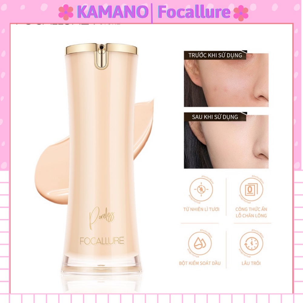 Kem nền Focallure dạng lỏng kiểm soát dầu che lỗ chân lông tự nhiên 30g Shop KAMANO mã KN1