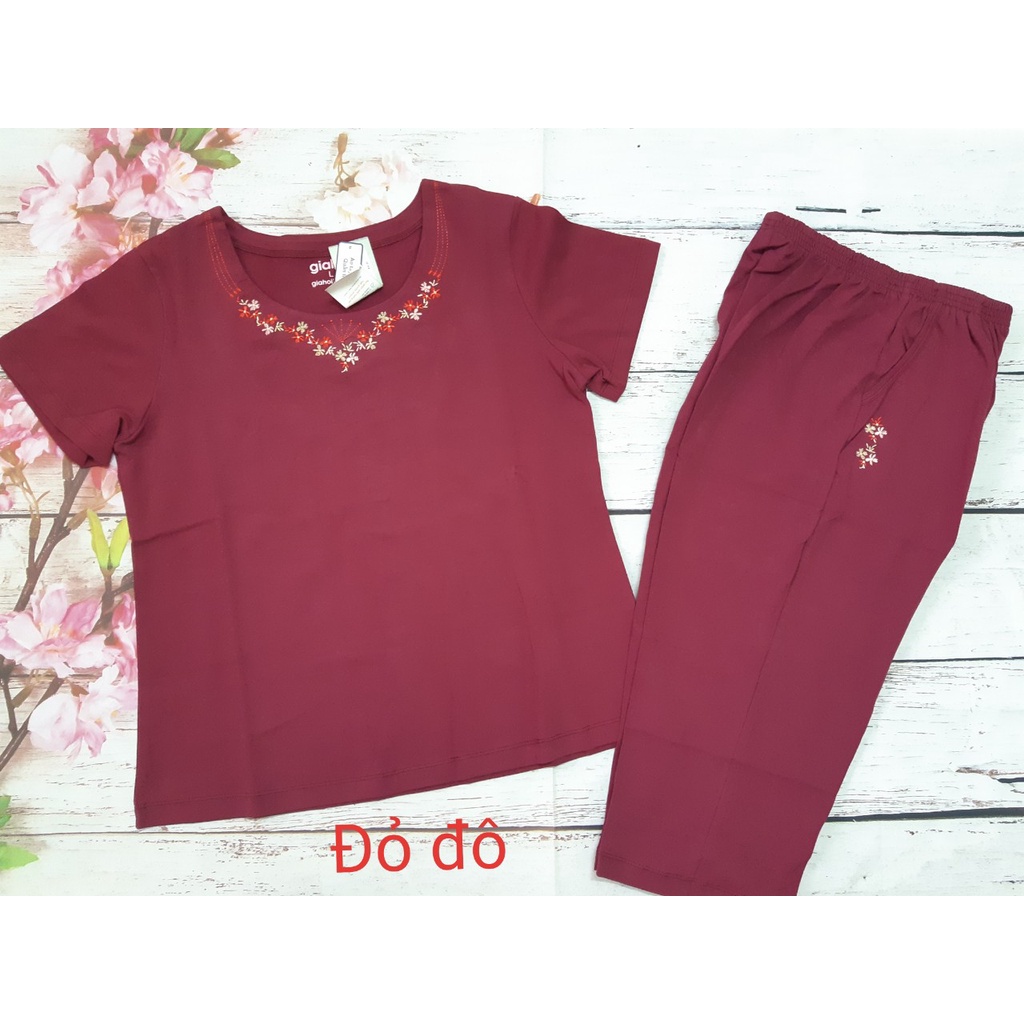 Bộ đò, bộ mặc nhà Trung Niên nữ Gia Hồi Mẫu Tròn Tim chất cotton thoáng mát