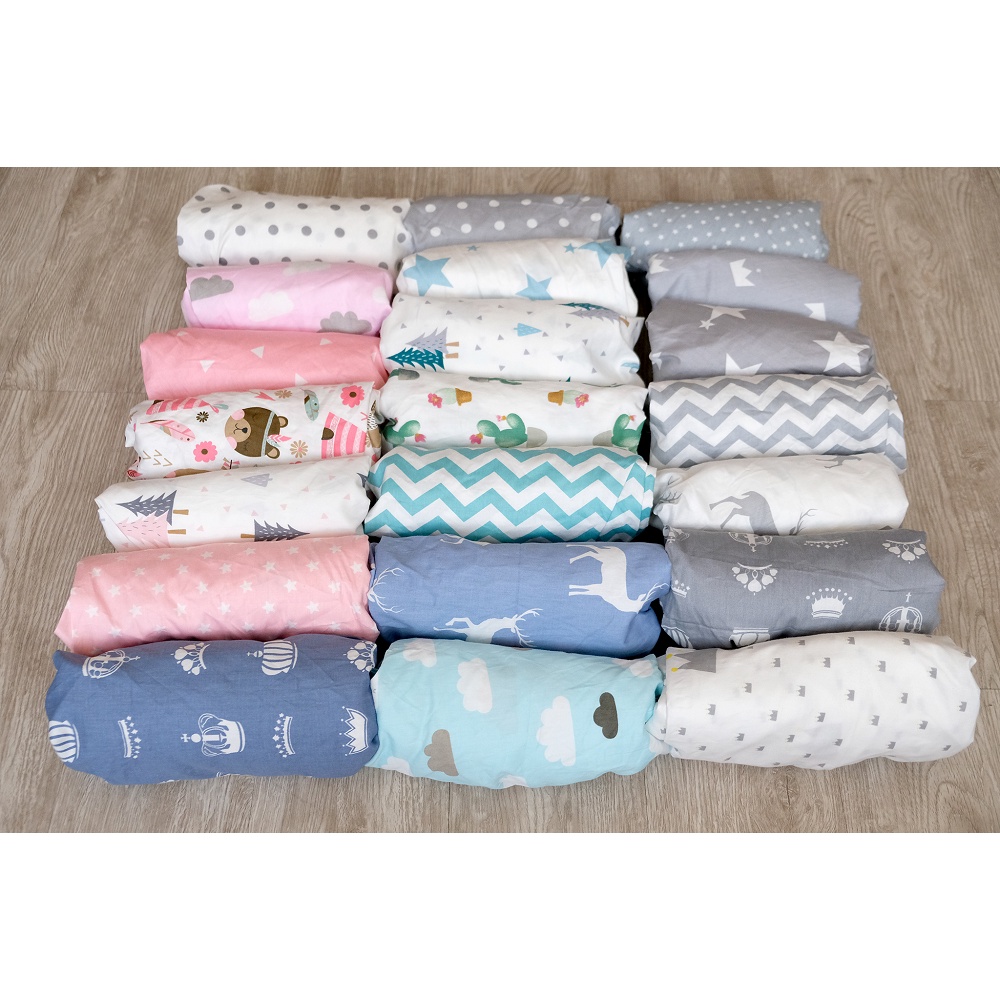 Ga chun bọc nệm cũi của bé RUNA KIDS Cotton Hàn 100% cao cấp mềm mịn thoáng mát an toàn cho da bé kích thước 56x100cm