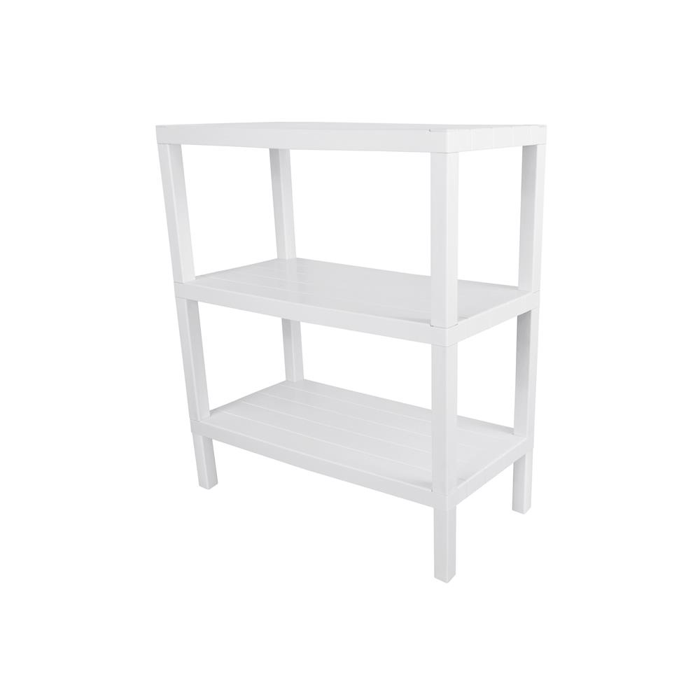 HomeBase STACKO Kệ nhựa 3 tầng hoa văn gạch Thái Lan R60xS30xC73cm màu trắng