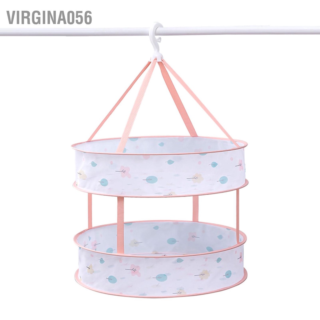 Virgina056 Rổ máy sấy treo hai lớp có thể gập lại Lưới quần áo trong nhà đa chức năng với tường