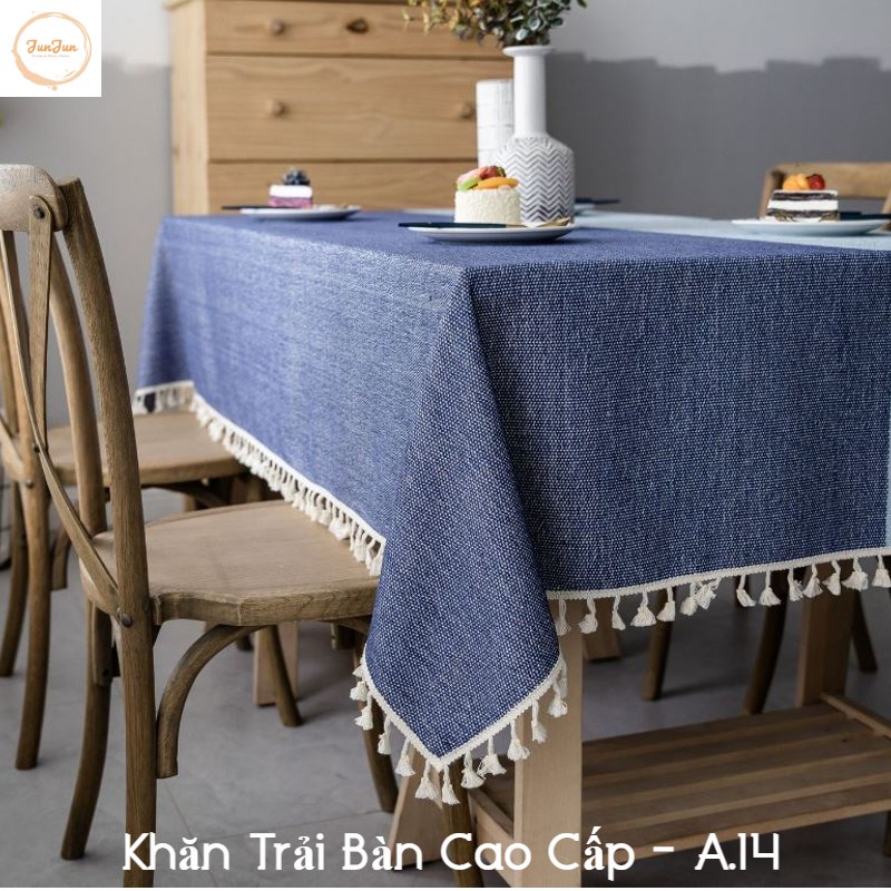 [XẢ] K21_Khăn trải bàn Cao Cấp có tua hình vuông/chữ nhật chất liệu cotton 100% Phong cách Bắc Âu