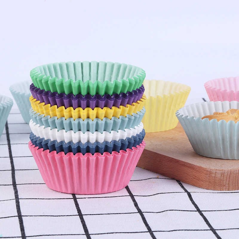 Set 100 Khuôn Giấy Cup Cake Làm Bánh Nhiều Màu B071