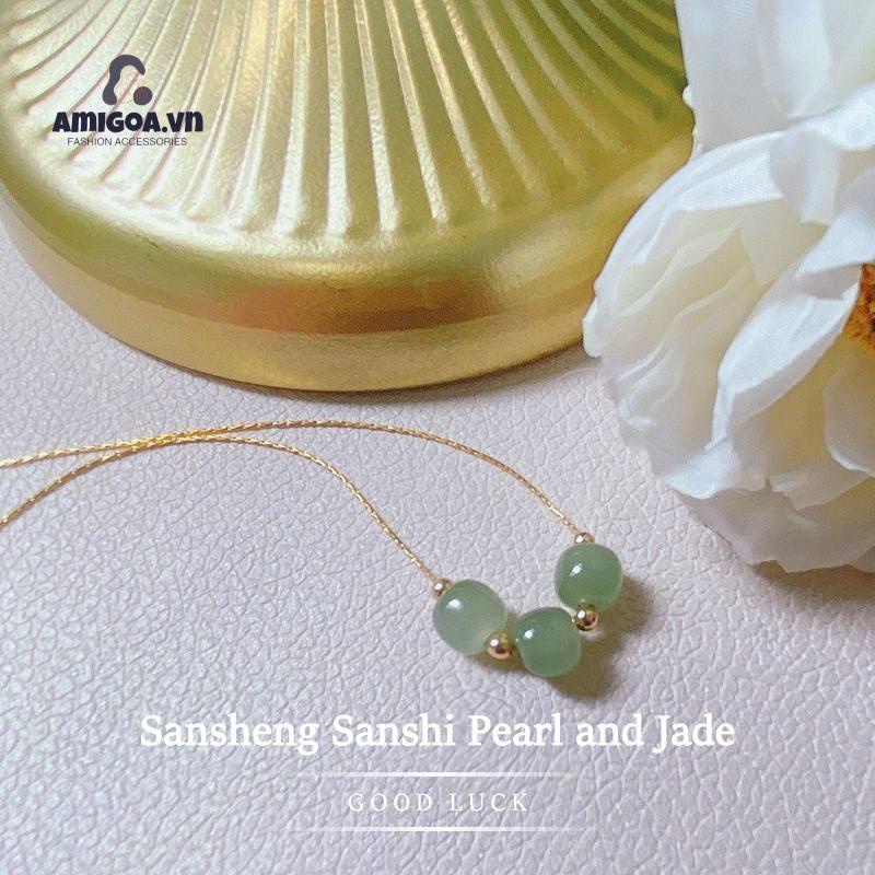 ✨✨Vòng cổ Hạt Ngọc Bích Ba Thế Giới May Mắn Cao Cấp Phong Cách Cổ Điển Sang Trọng Cho Nữ