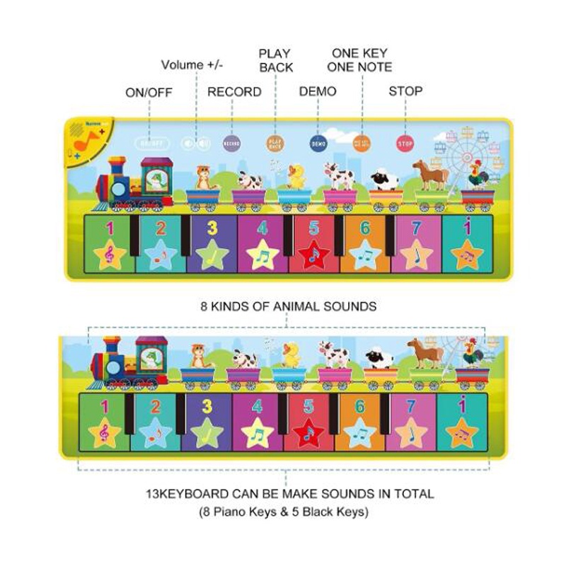 Coolplay Thảm Nhạc Kiểu Đàn Piano Chống Trượt Hình Động Vật Cho Bé