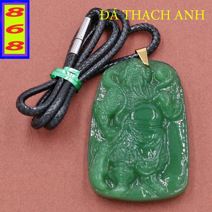 Vòng Cổ Mặt Tượng Quan Công Màu Xanh Lá Size XXL 6.2cm MQCTX14 - Tặng Kèm Móc Inox - Phong Thủy 868
