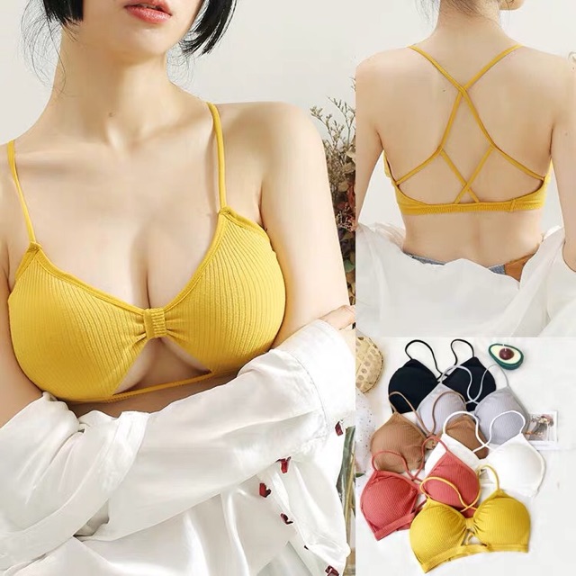 Áo bra cotton tăm nơ