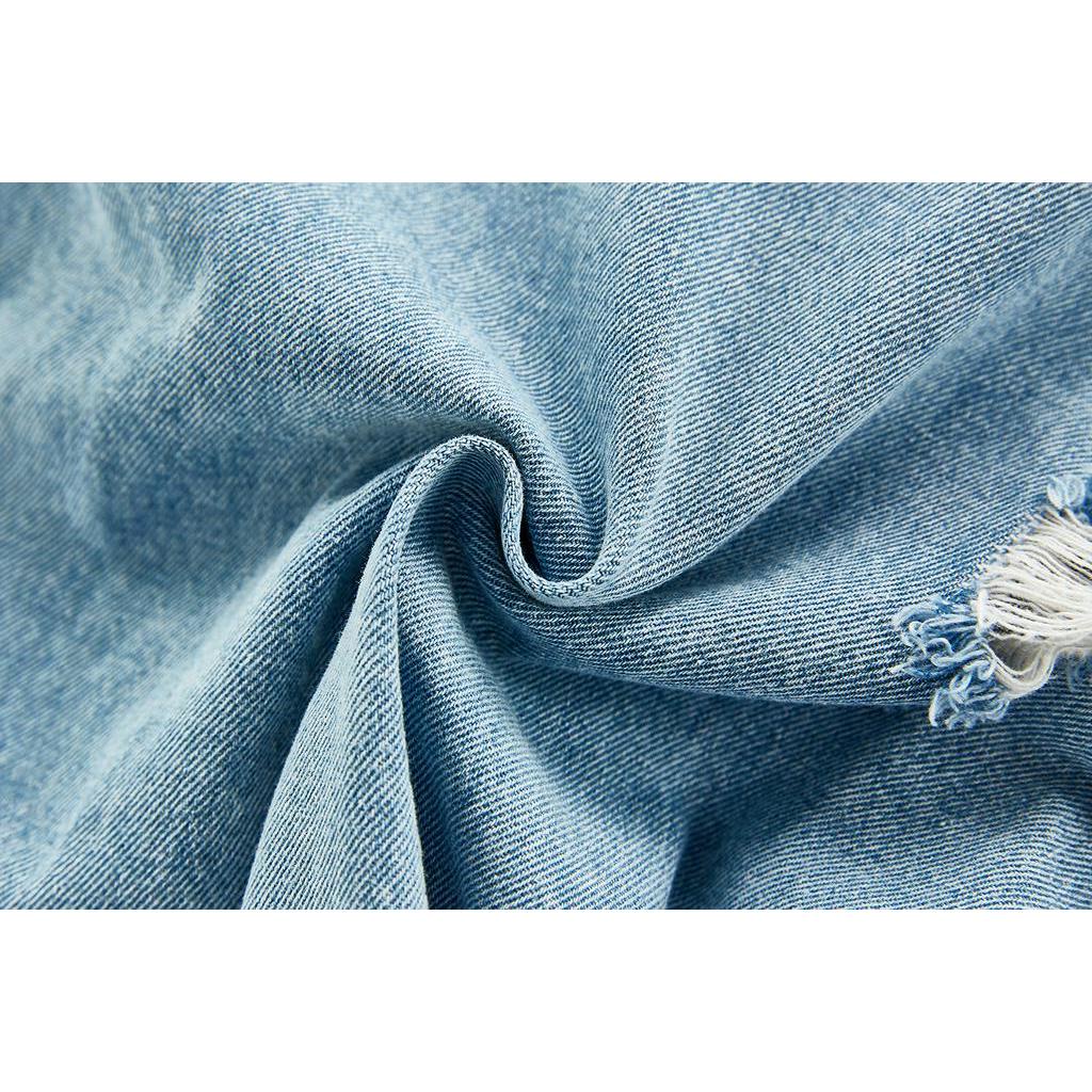 Bộ Áo Liền Quần Denim Rách Cá Tính Hợp Thời Trang Dành Cho Bé