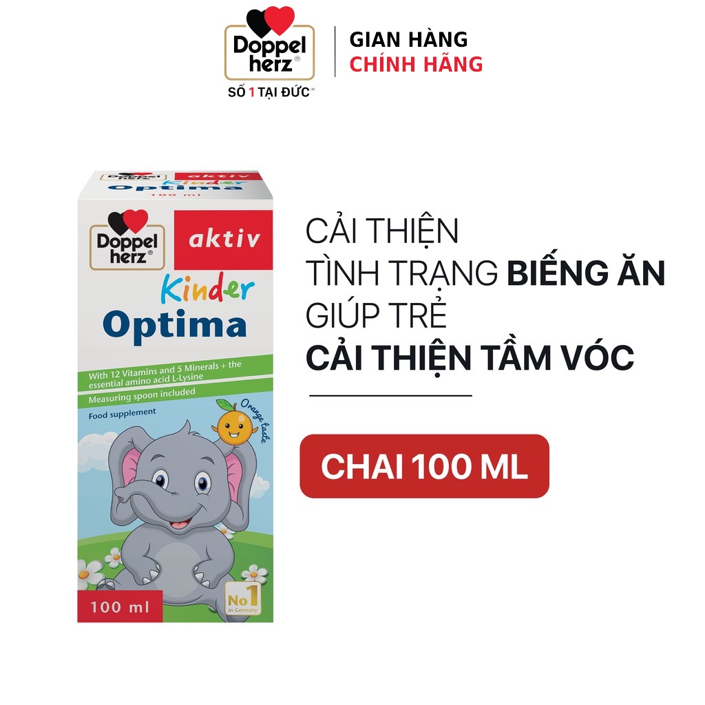 Siro ăn ngon cho bé Doppelherz Kinder Optima giúp bé ăn ngon, cải thiện tầm vóc (Chai 100ml)