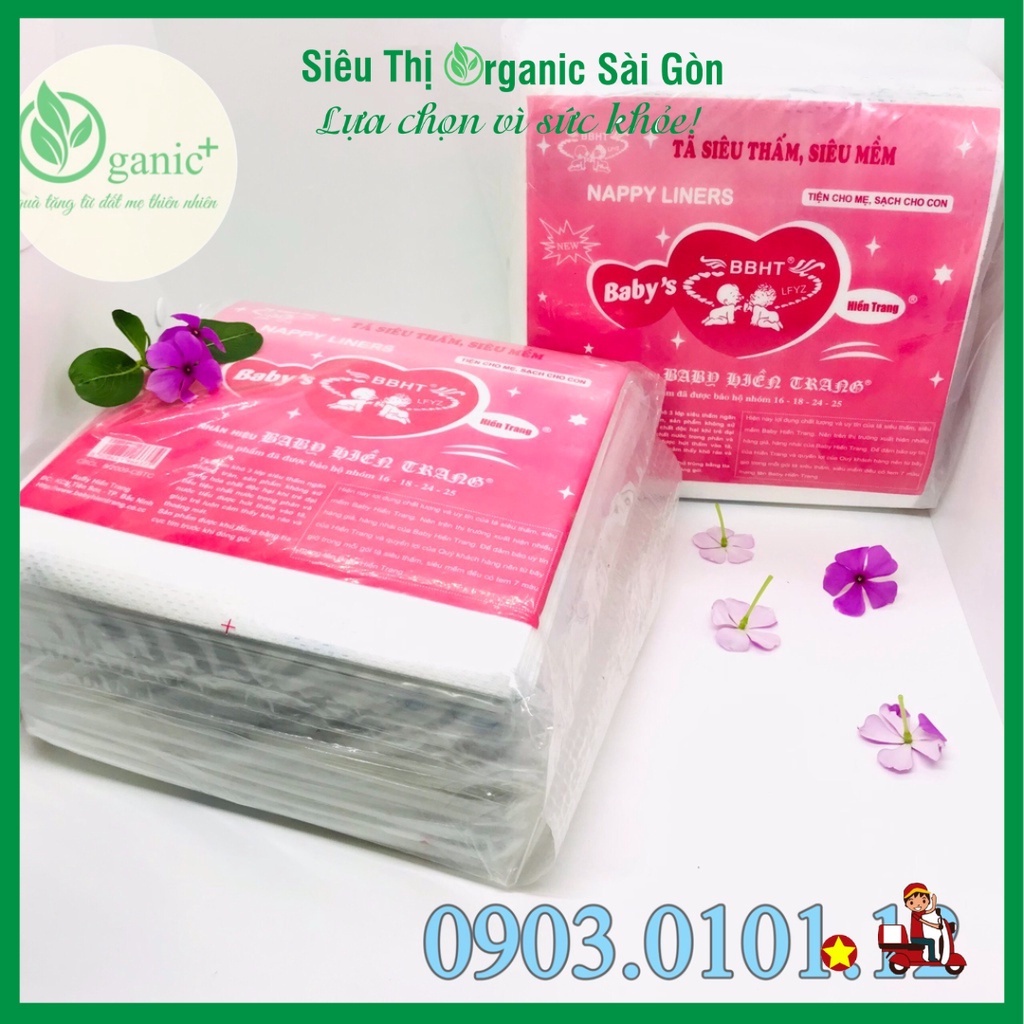 Tấm lót sơ sinh, miếng lót phân xu baby Hiền Trang, 100 tấm có tem chính hãng, siêu thấm hút, siêu tiện lợi