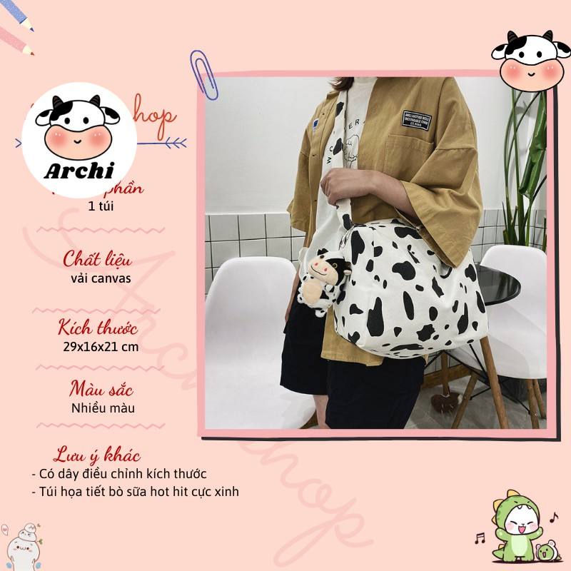 Túi đeo chéo họa tiết bò sữa Hot Style