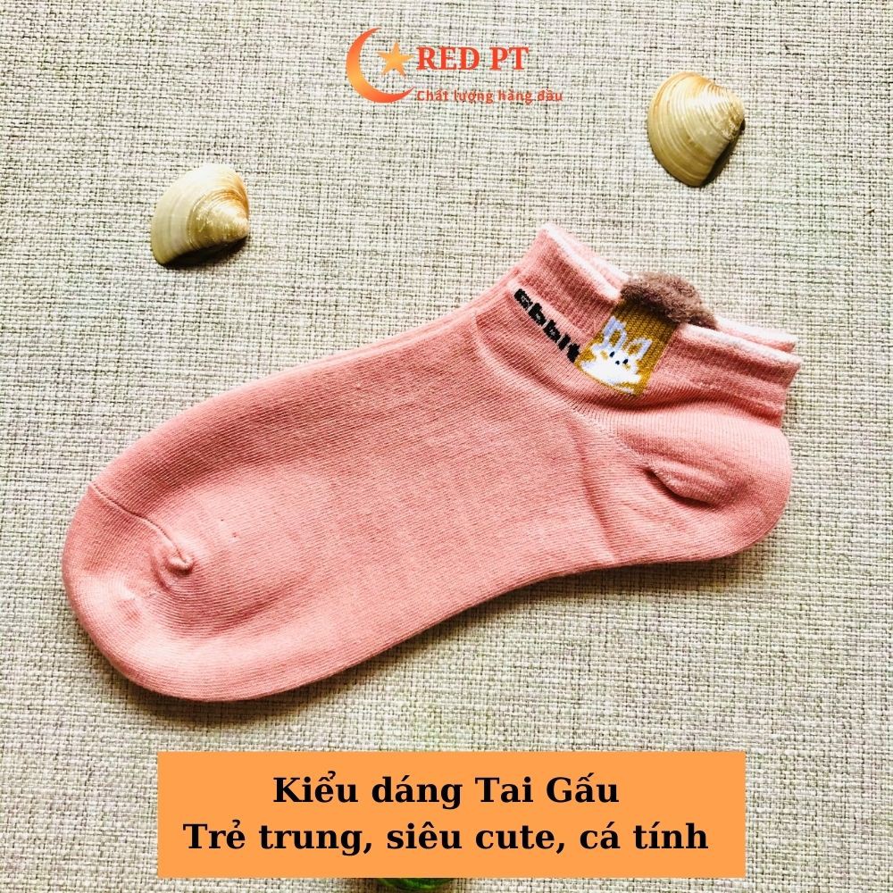 Vớ nữ cổ ngắn, tất nữ xinh hình tai thỏ, set vớ nữ 5 màu