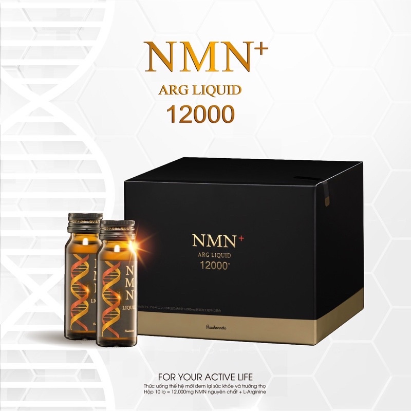 Nước Uống Collagen Trẻ Hóa Da NMN + Arg Liquid 12000 Cao Cấp Hộp 12 Lọ Nhật Bản.