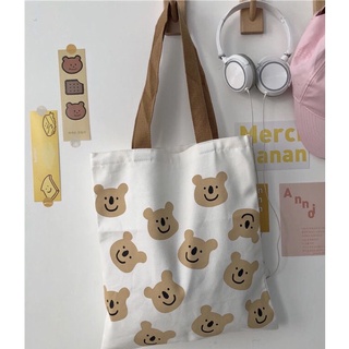 Túi tote canvas hình gấu cực kute dành cho các bạn thích sự dễ thươngg