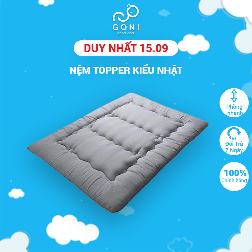 Topper Nệm Bông GONI Kiểu Nhật Phong Cách Tối Giản Êm Ái Gọn Nhẹ