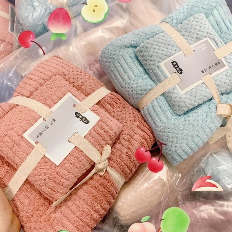 Set 2 khăn tắm lông cừu xuất haà cỡ lớn siêu mềm mịn và thấm nước tốt