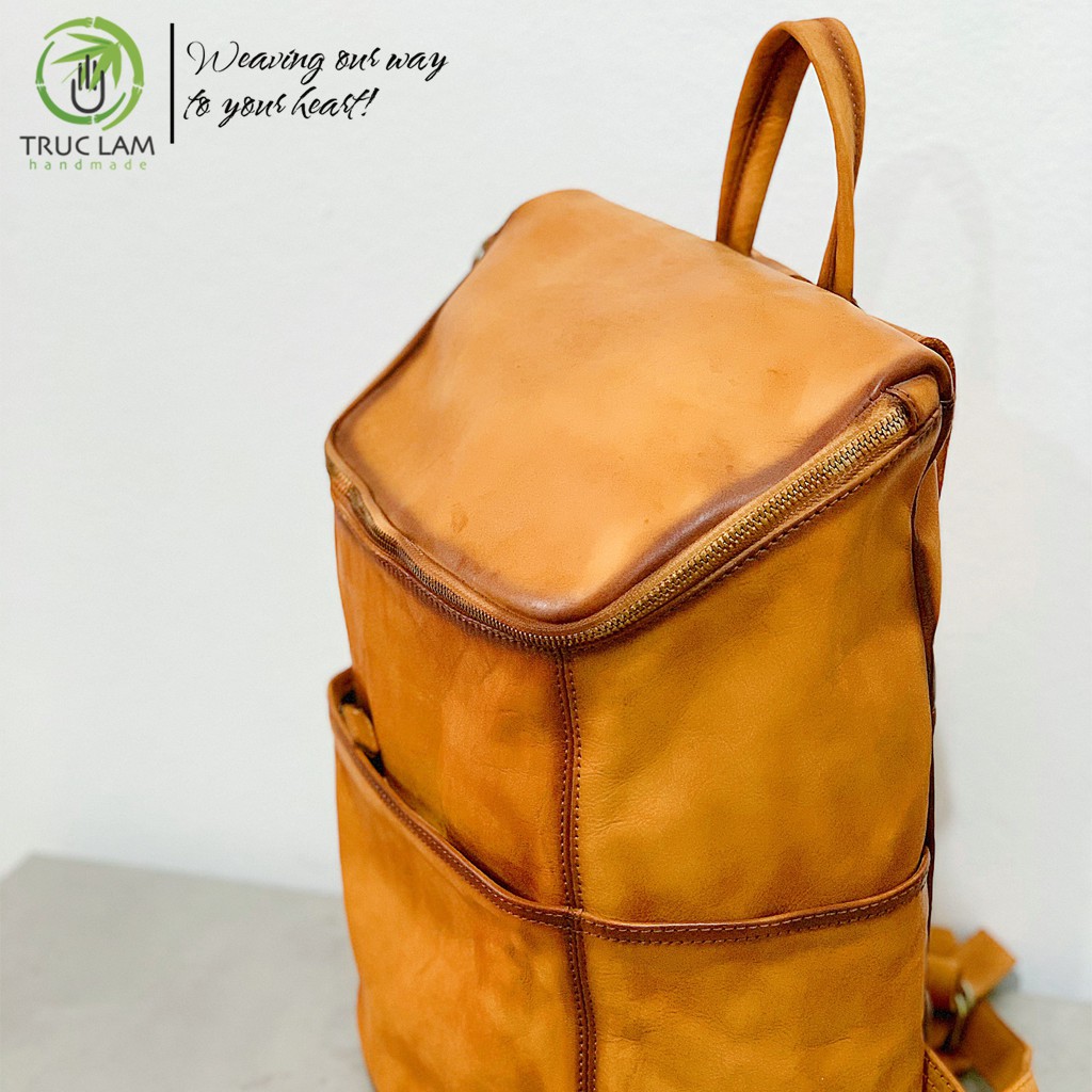 Balo Dáng Hộp Thời Trang Nam Da Bò Thật Cao Cấp Nhiều Ngăn Tiện Lợi – Trúc Lâm Handmade