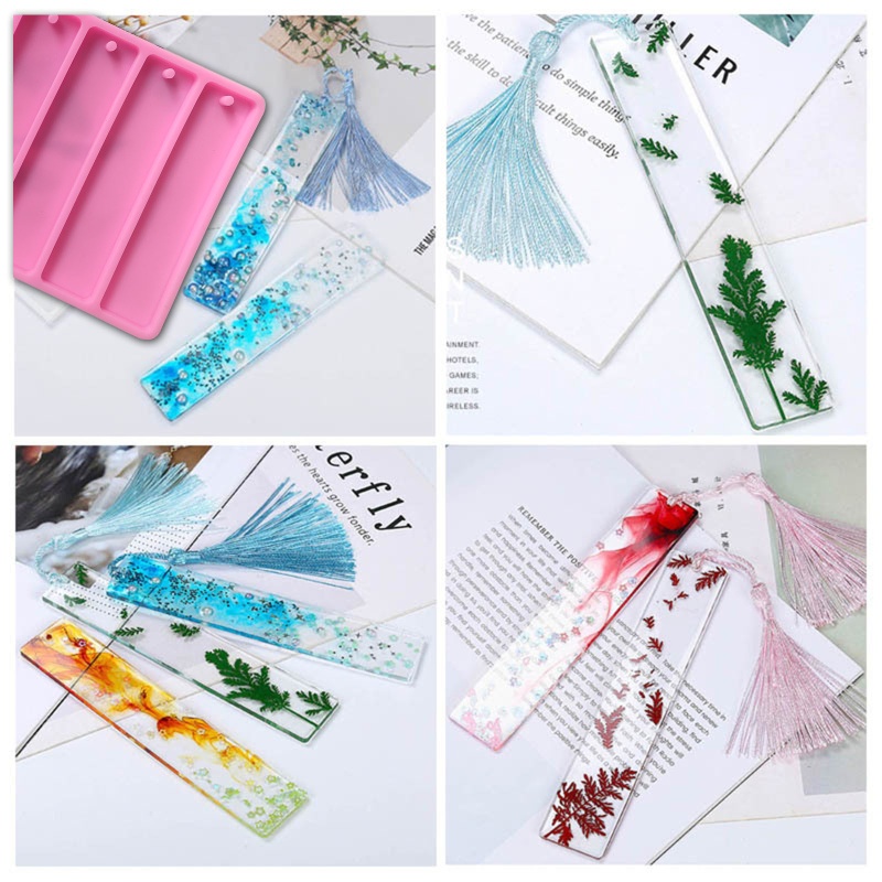 Khuôn Silicone Hình Chữ Nhật Làm Thẻ Đánh Dấu Sách Resin Epoxy DIY