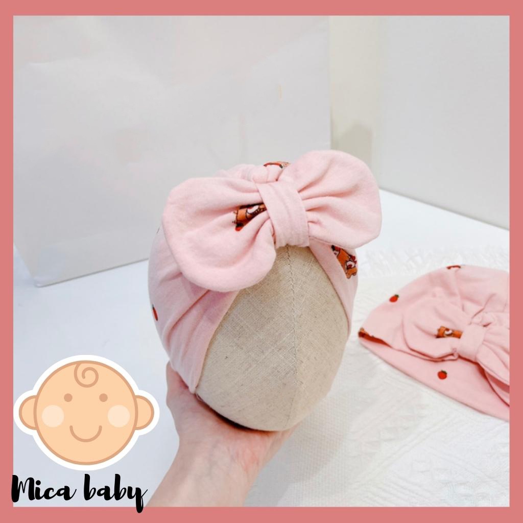 Mũ nón turban hồng hình gấu dễ thương cho bé Mica baby MTB87