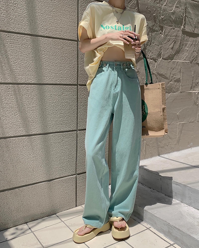 Quần Jeans Ống Rộng Lưng Cao 50673 Mùa Hè