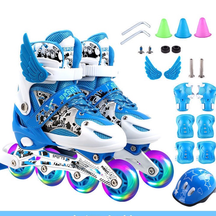 8 bánh phát sáng Giày Patin trẻ em Sport, Batin người lớn khung hợp kim, tặng FULL 20 món bảo hộ và phụ kiện