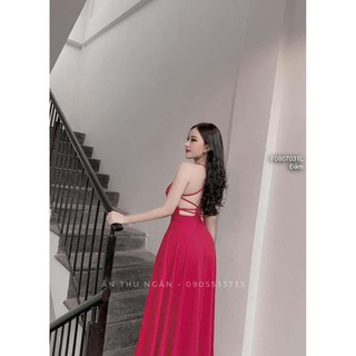 Đầm maxi dáng xòe cúp ngực 2 dây đan lưng!
