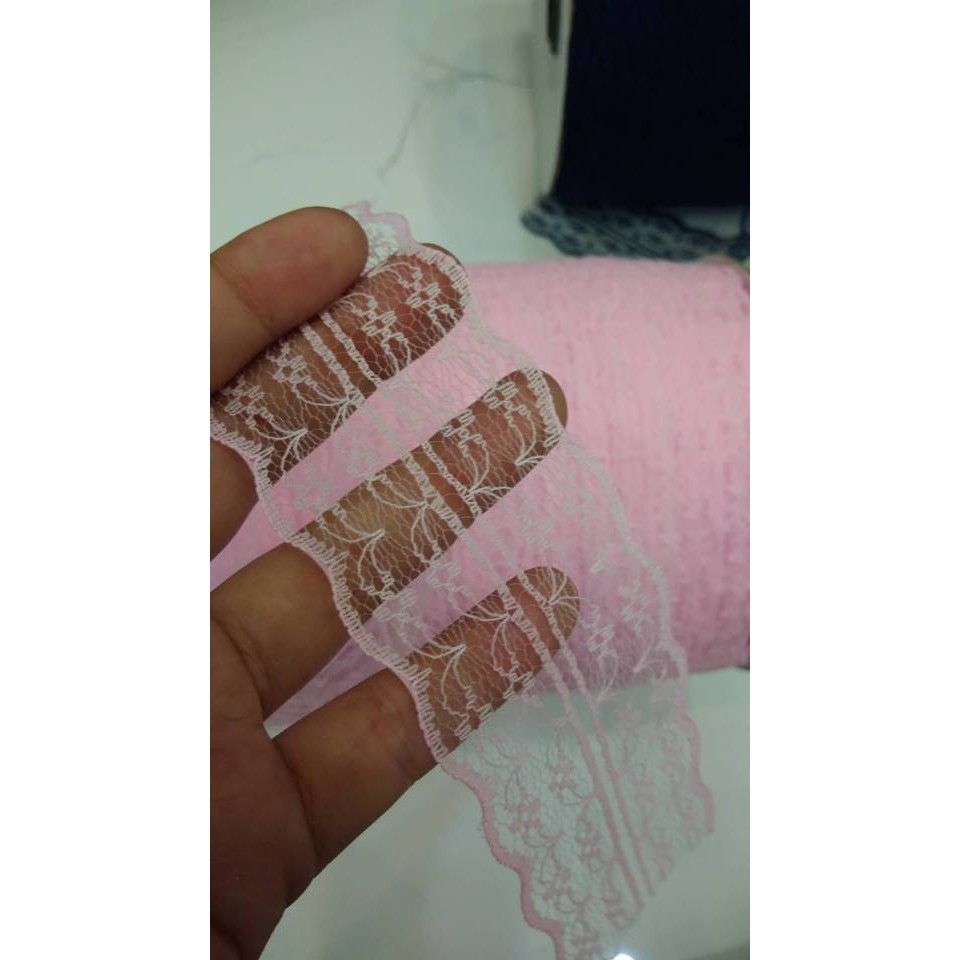 Ruy băng ren polyester mỏng kích thước 4.2cm cuộn 5m