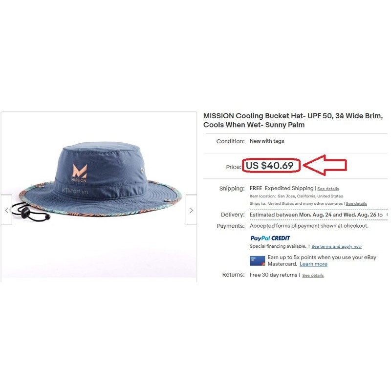 Mũ chống nắng Mission HydroActive Cooling Bucket Hat Mission