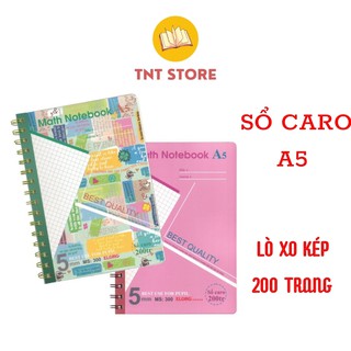 Sổ caro klong ms300, sổ caro a5 math notebook - 200 trang, sổ lò xo kép, bìa nhựa