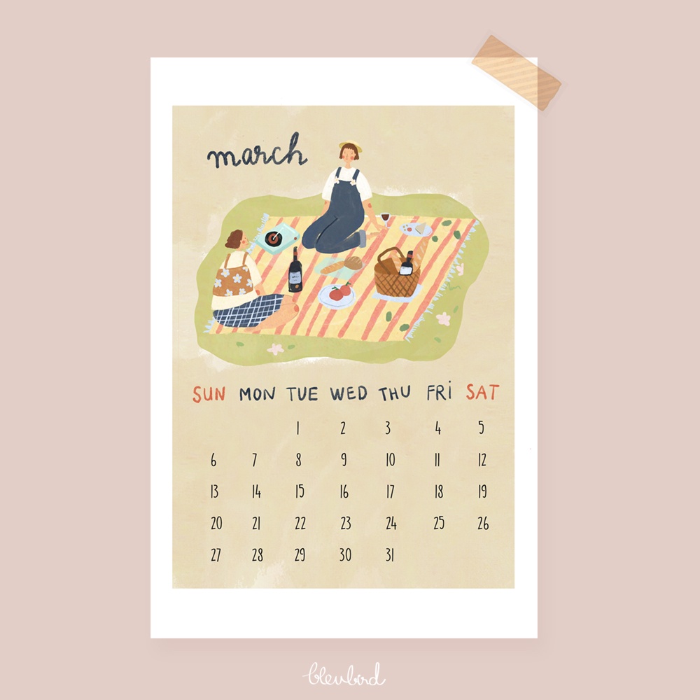 BLEUBIRD CALENDAR 2022 Bộ postcard lịch 2022 đặc biệt 12 tấm kích thước 10x15cm