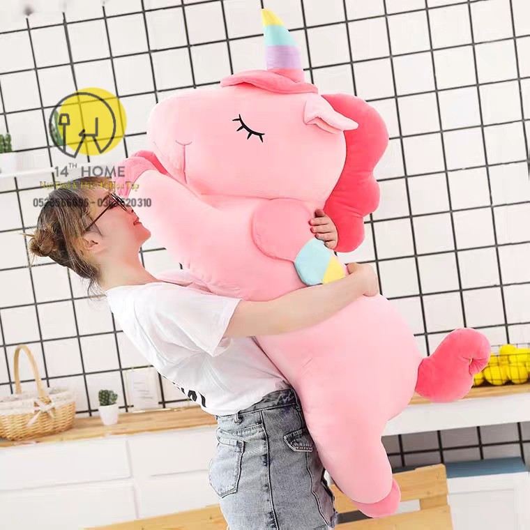 GẤU BÔNG GỐI ÔM Hình Ngựa Pony Hồng Dễ Thương -Nỉ nhung cao cấp hút chân không