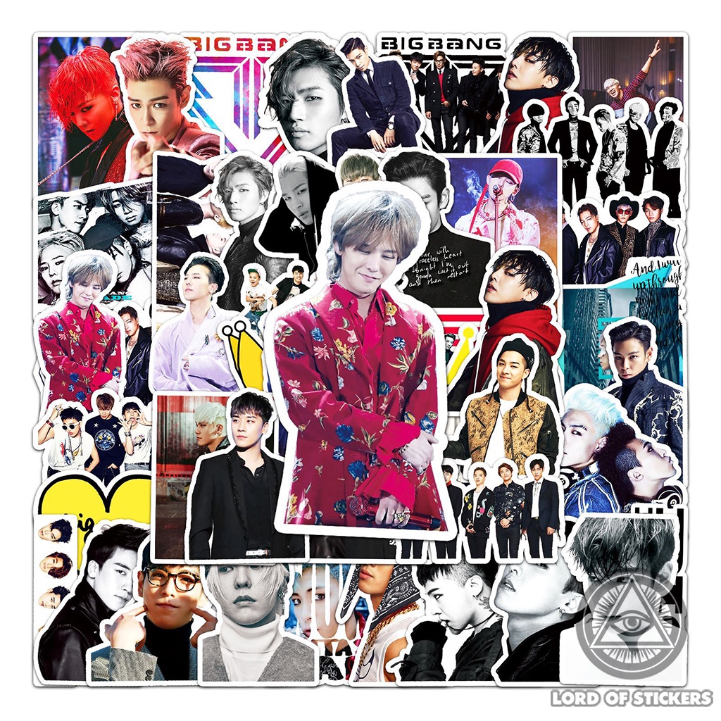 Set 50 Hình Dán BIGBANG Sticker Nhóm Nhạc Kpop Chống Thấm Nước Trang Trí Mũ Nón Bảo Hiểm, Laptop, Ván Trượt, Vali, Sổ