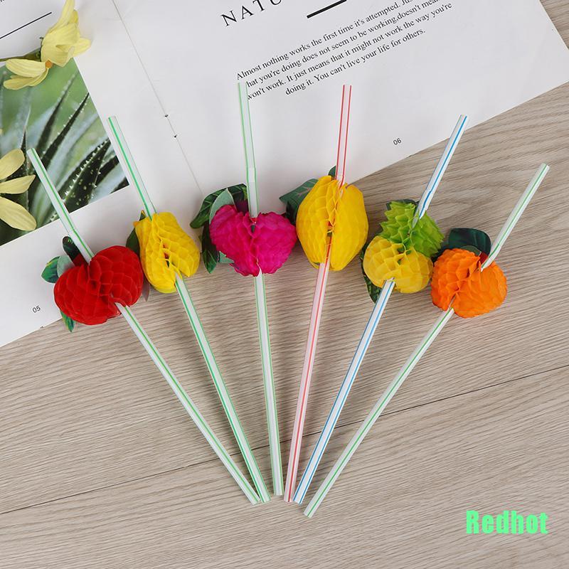 Set 50 ống hút trái cây 3D trang trí cocktail