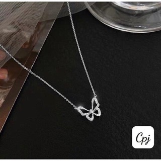 Dây chuyền nữ liền mặt hình bướm gắn hột  đá nhân tạo cực đẹp XƯỞNG BẠC PHƯƠNG CẢNH