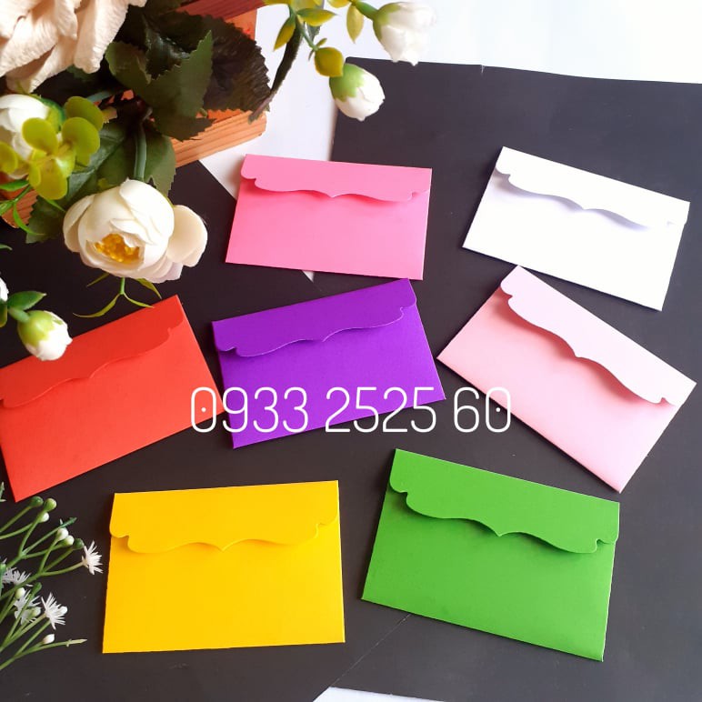 10 phong thư (Chưa dán ) / Bao thư / bưu thiếp xinh xắn, làm bằng giấy màu 9.1 x 6cm - giấy thủ công loại 180grsm