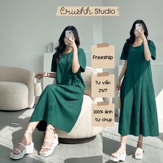 [HÀNG THIẾT KẾ - CRUSHH STUDIO ] D05 - Đầm suông xanh cổ vịt