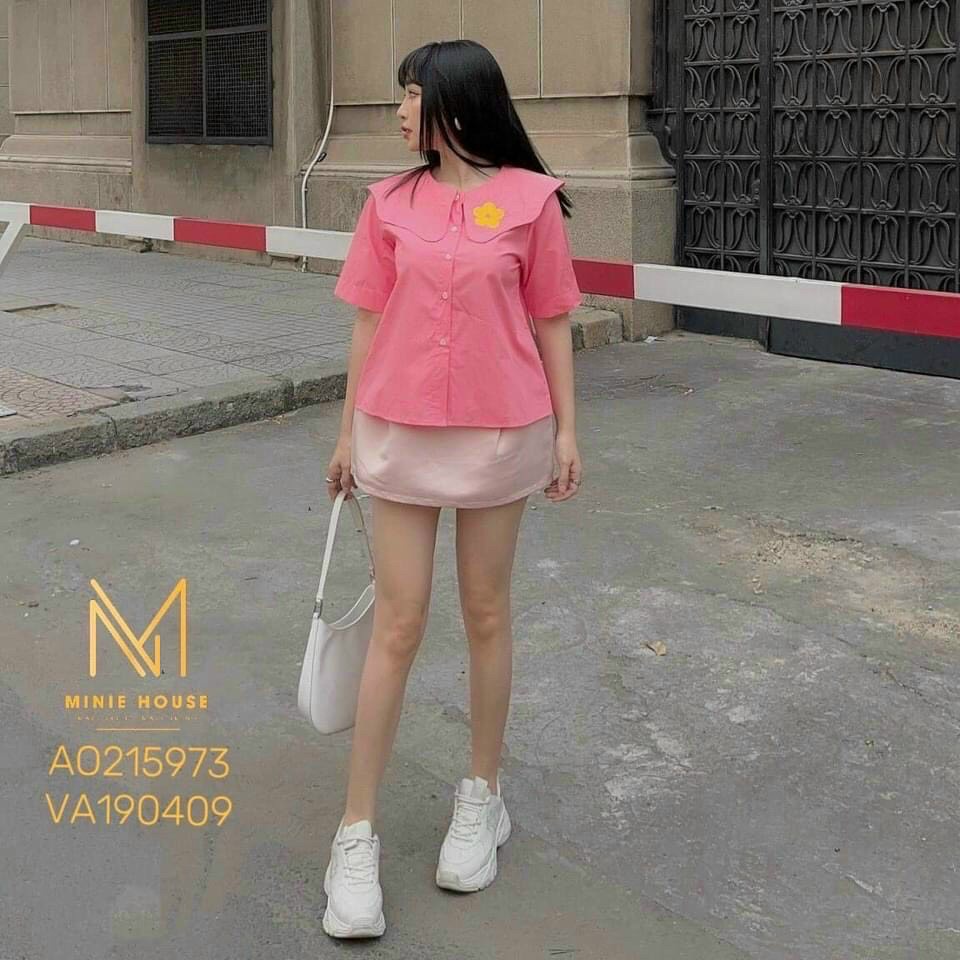Áo Sơ Mi Cổ Sen Thêu Hoa Trên Cổ Tay Ngắn | Smide Clothing