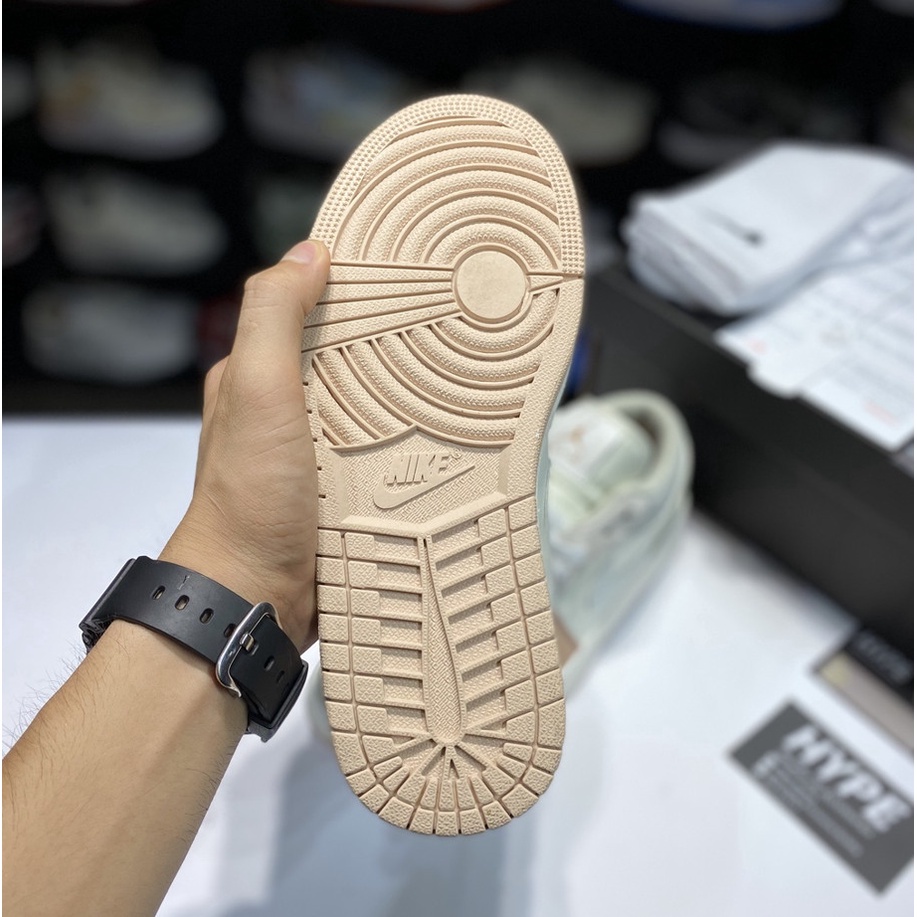 Giày Jordan 1 milan cổ thấp màu cam nhạt nam nữ, Giày Jd 1 Milan bản đẹp phối đồ dễ đầy đủ bill box