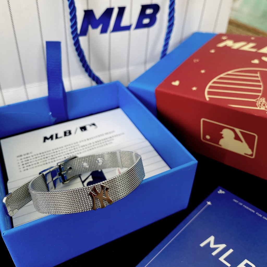 Vòng Tay Tình Nhân, Vòng Tay MLB Logo Chất Liệu Titan Không Rỉ, Không Bay Màu
