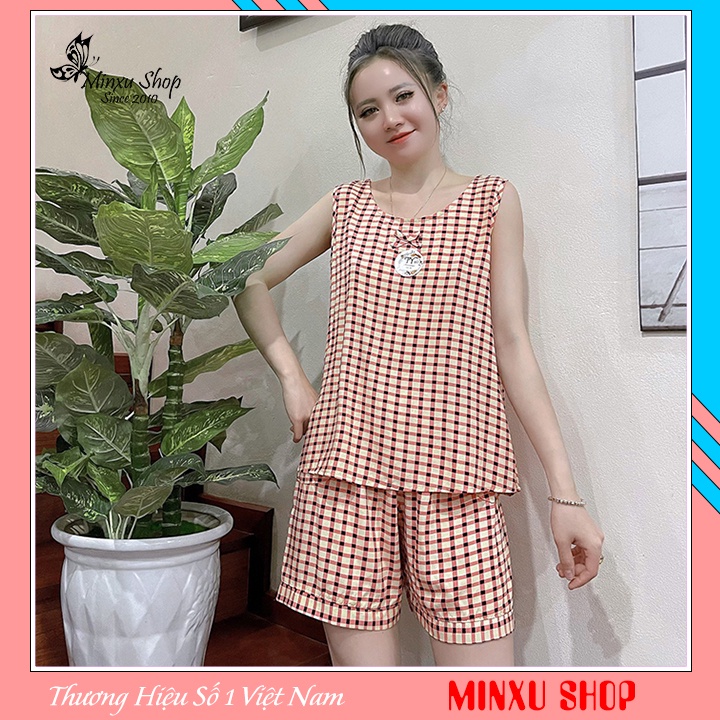 Bộ Ngủ Sát Nách, Bộ Mặc Nhà Quần Đùi Vải Lanh Cao Cấp, Màu Đẹp, Phong Cách Trẻ Trung, Cá Tính Minxu Shop Mã D70