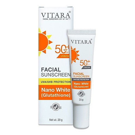 Kem Chống Nắng Dưỡng Trắng Da Chống Nước Từ Hạt Nano White Viatara Facial Sunscreen 20Gr