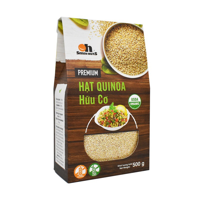 Hạt Quinoa (Diêm Mạch) Trắng hữu cơ Smile Nuts hộp 500g