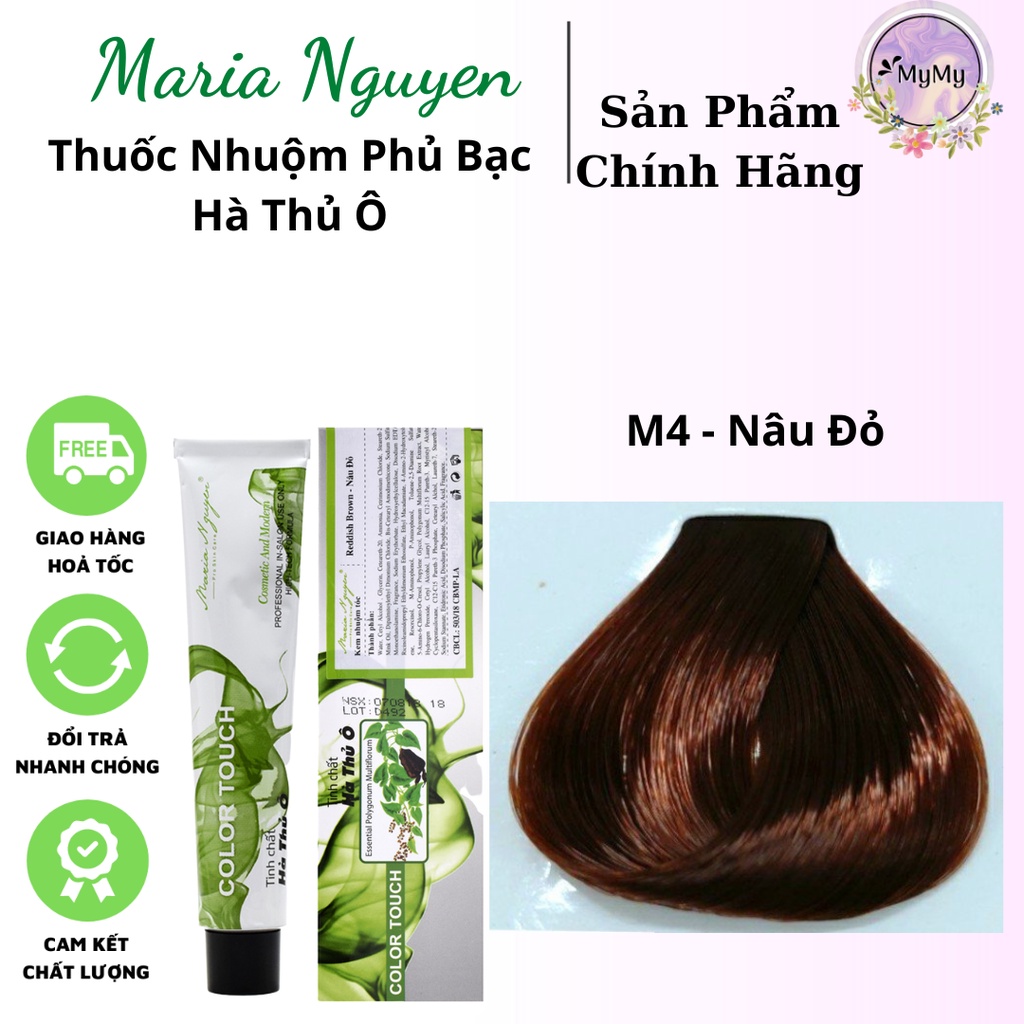 Thuốc Nhuộm Tóc Thảo Dược Maria Nguyen  Hà Thủ ô Mượt Tóc, Không Rát Da Đầu, Mùi Dịu Nhẹ + 9MÀU