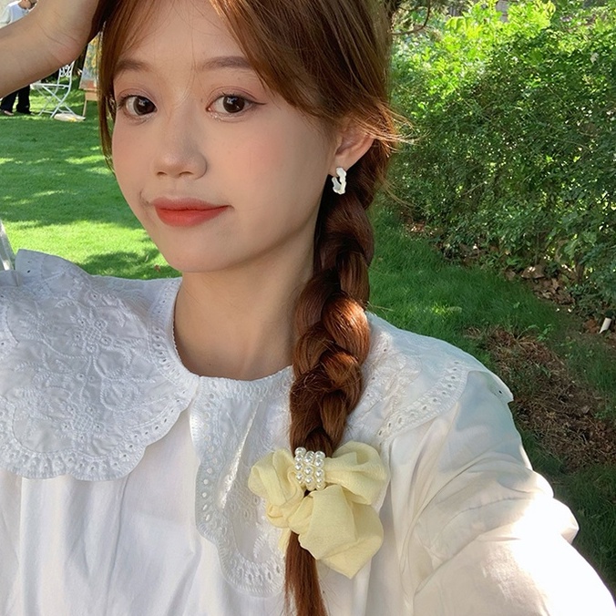 Scrunchies Cột Tóc Buộc Tóc Đính Ngọc LIN Ngọt Ngào