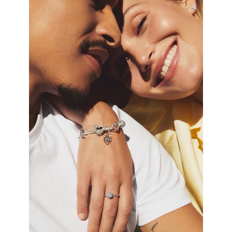 charm pan tim phối đá trắng vàng hồng bạc s925 bộ sưu tập hè 2021