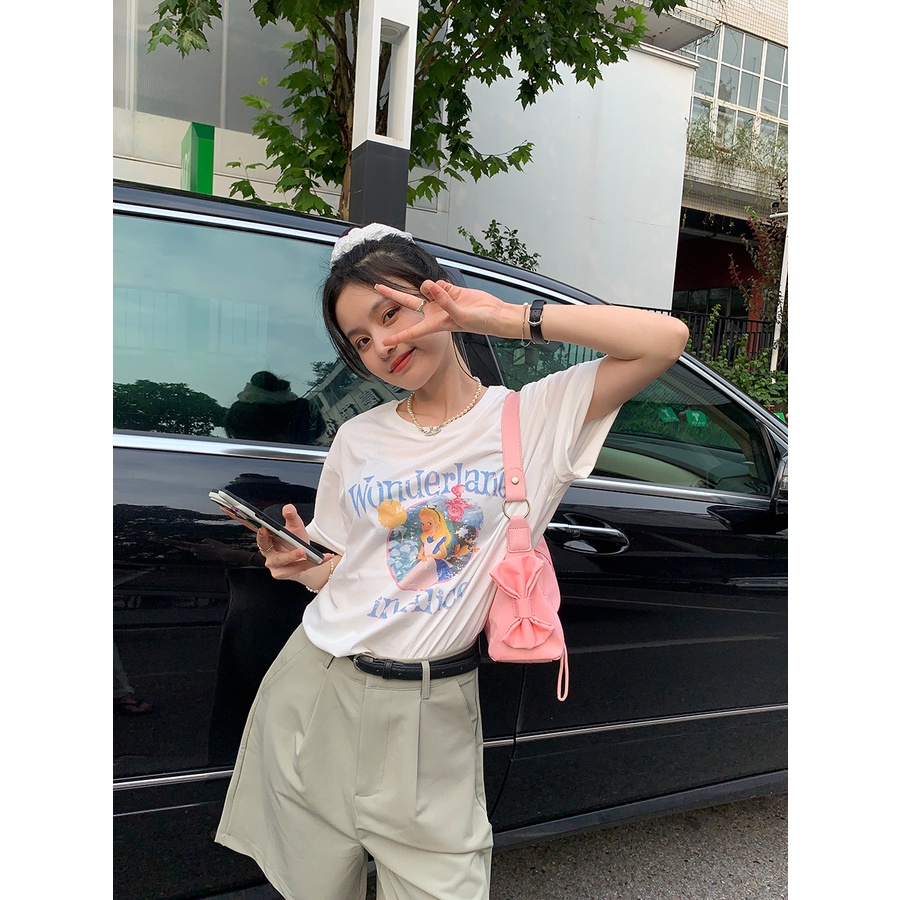 NRVP Áo Thun Nữ Oversize Cổ Tròn Thời Trang Hàn Quốc